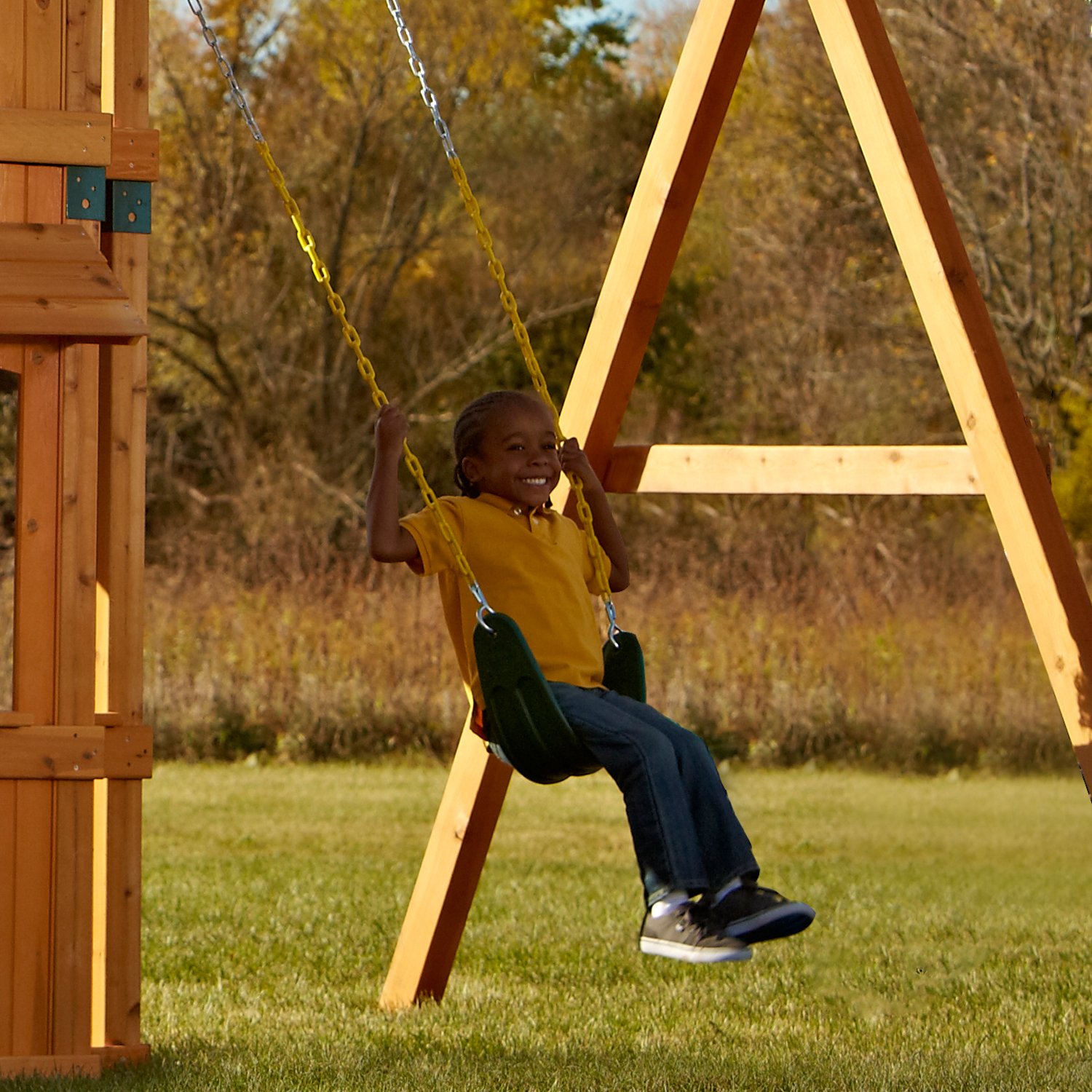 Heavy-Duty Green Swing Seats with Stand-Up Swing Set - WS 5109 Swing-N-Slide Bundle for Kids Outdoor Play | Perfect for Backyards, Parks & Playgrounds
