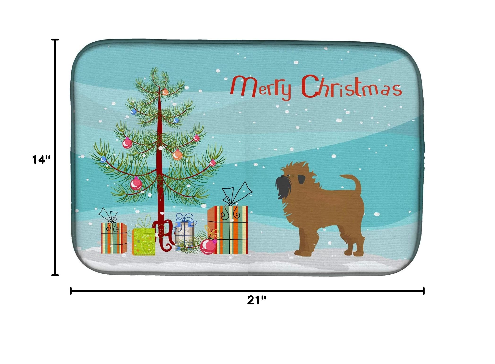 Affenpinscher Christmas Dish Drying Mat - Absorbent Kitchen Counter Mat for Holiday Decor, 14x21