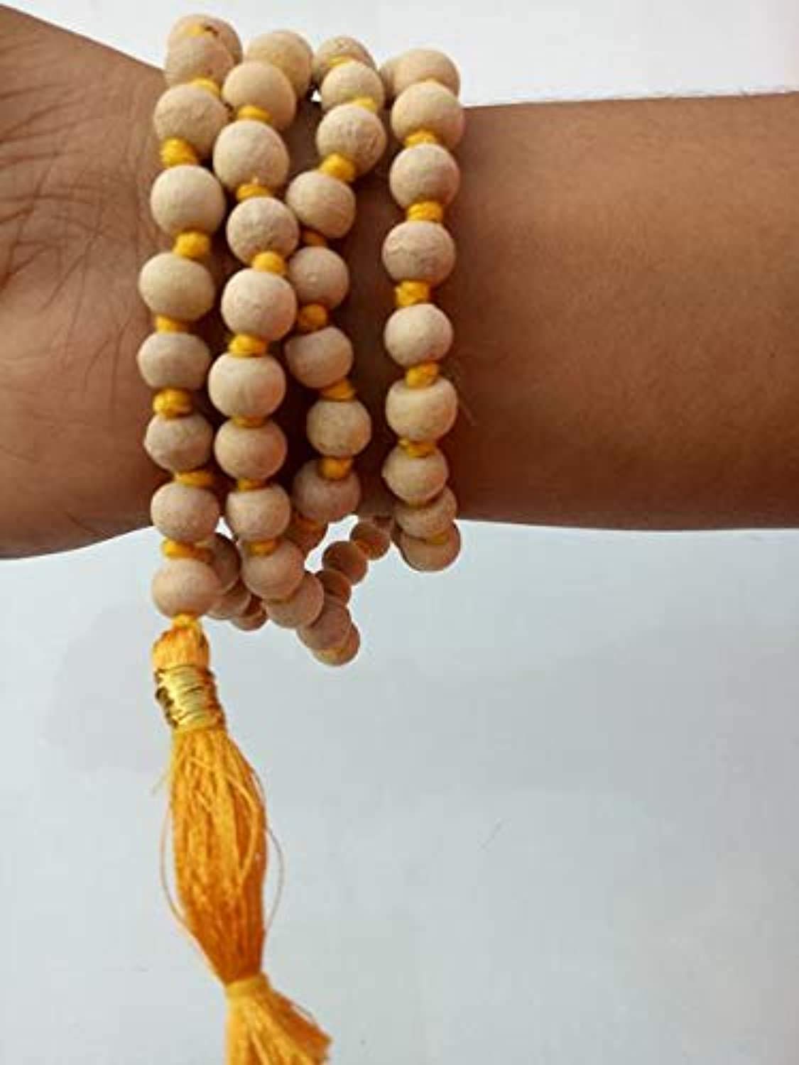 108+1 White Tulsi Japa Mala Prayer Beads - Authentic Hindu Meditation Necklace for Yoga, Chanting & Spiritual Practice