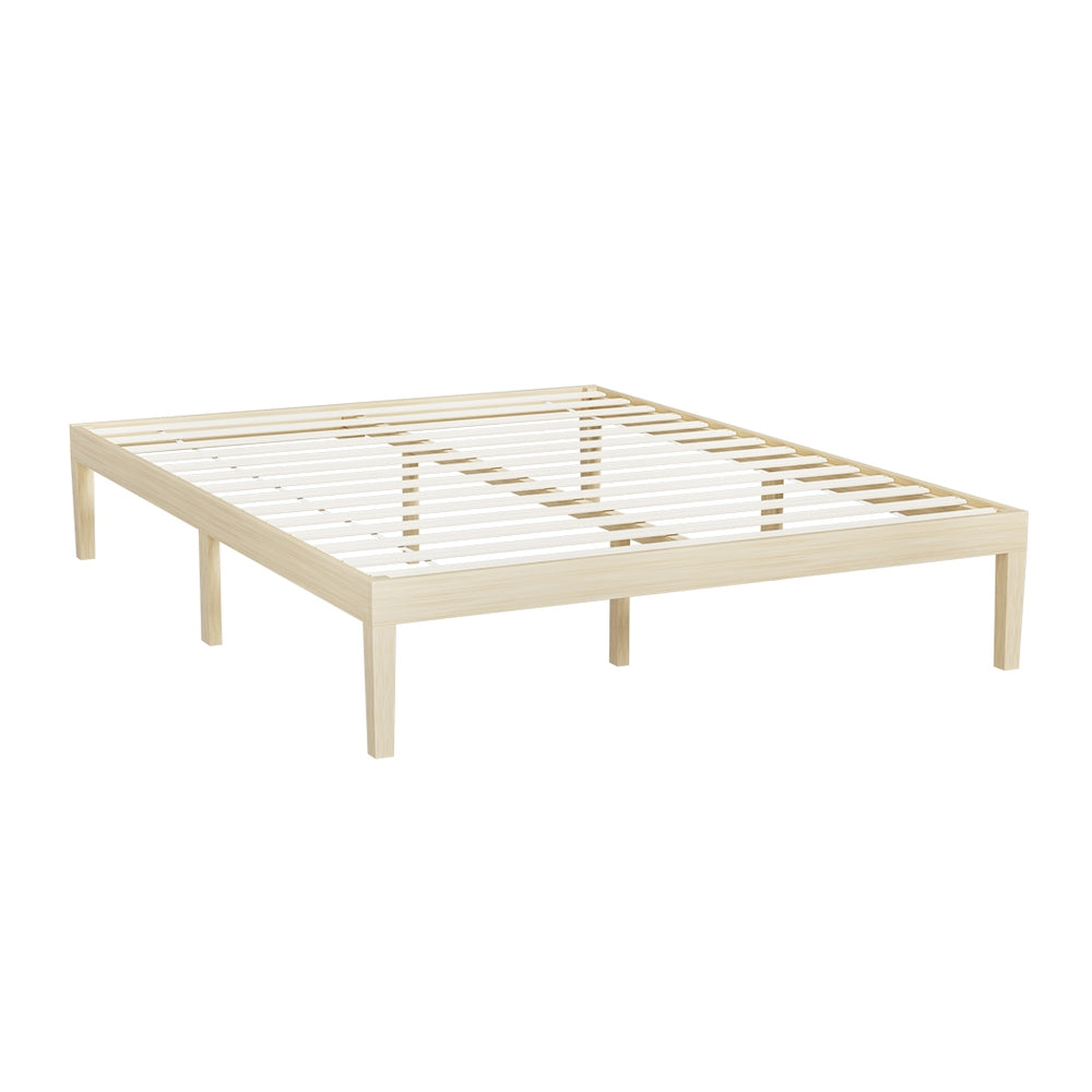 Bruno Minimalist Double Solid Pinewood Bed Frame - Queen Size, Sturdy Wooden Platform Bed with Underbed Storage, Perfect for Modern Bedrooms & Guest Rooms