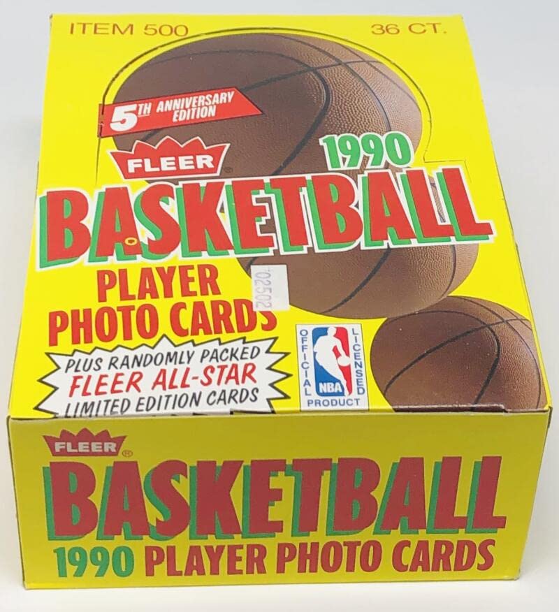 1990-91 Fleer Basketball Card Wax Pack Box - 36 Packs Featuring Michael Jordan | NBA Collectibles for Sports Memorabilia & Trading Card Enthusiasts | Perfect for Display, Investment & Nostalgic Gifts