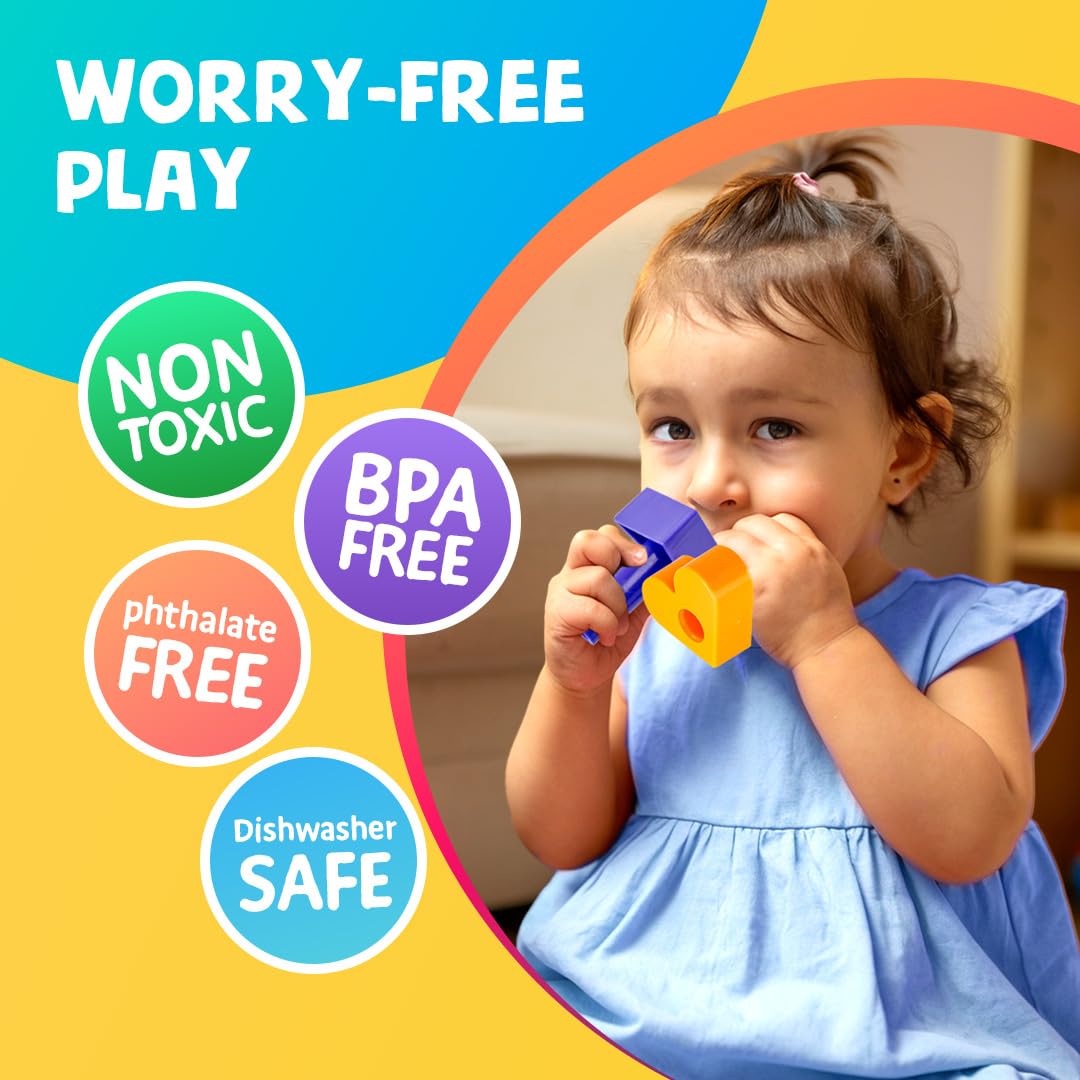 Skoolzy 38-Piece Peg Board Toddler Learning Toys for 2-4 Year Olds | STEM Stacking & Sorting Educational Toys | Autism Sensory Toys | Perfect for Preschool Classroom, Home Daycare & Occupational Therapy Play