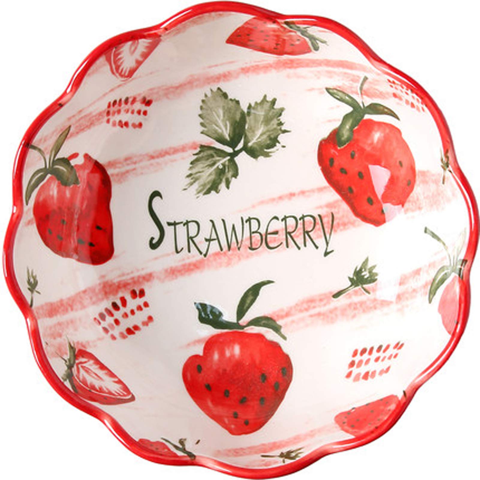 Japanese Ceramic Tableware Set - Cute Strawberry Design Small Fresh Fruit Salad Bowls, Creative Personality Dishes for Home Kitchen & Dining Room Decor | Perfect for Breakfast, Dessert, Party Serving