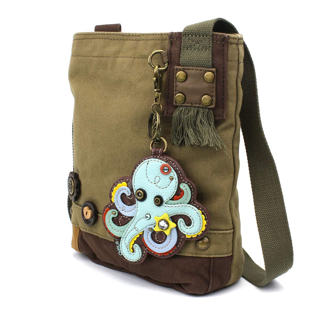 CHALA Octopus Patch Crossbody Bag - Olive Green Vintage Style Small Shoulder Purse for Women - Perfect for Casual Outings, Travel & Everyday Use