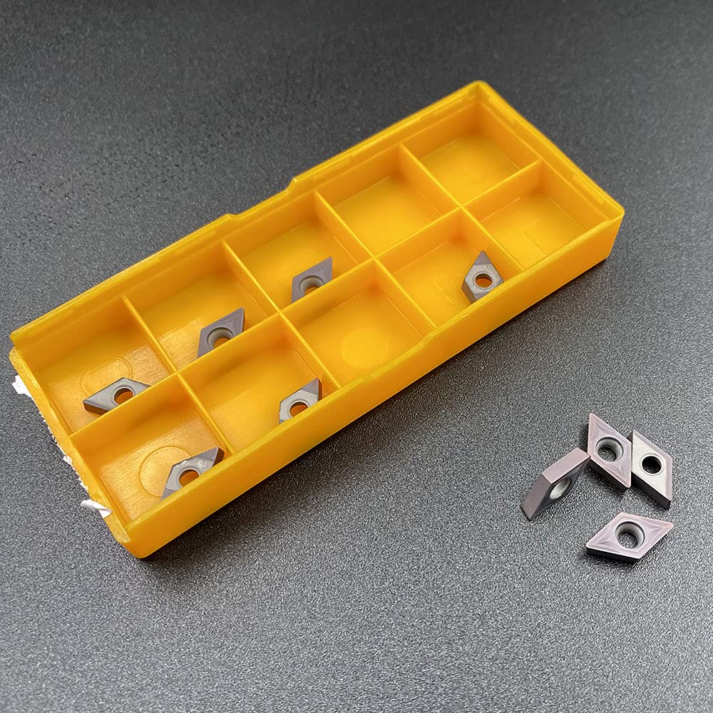 10pcs DCMT21.51 Carbide Lathe Turning Inserts - Indexable Cutting Tool Bits for SDJCR/L Tool Holder | High Precision Metalworking | Ideal for CNC Turning, Milling & Machining Operations (Bronze Coating)