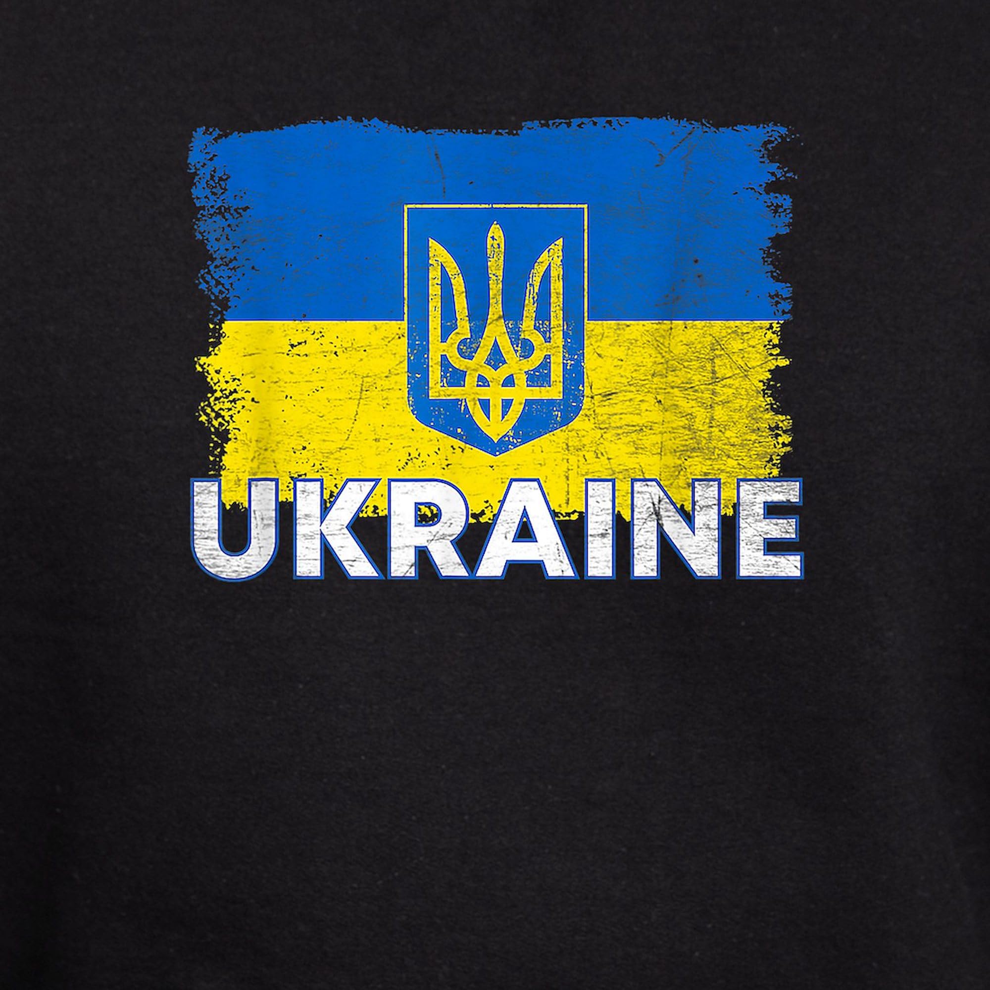 Ukrainian Flag Hoodie for Men - Dark Regular Fit Sweatshirt with Ukraine Flag Design | Perfect for Patriotic Events, Sports & Casual Wear