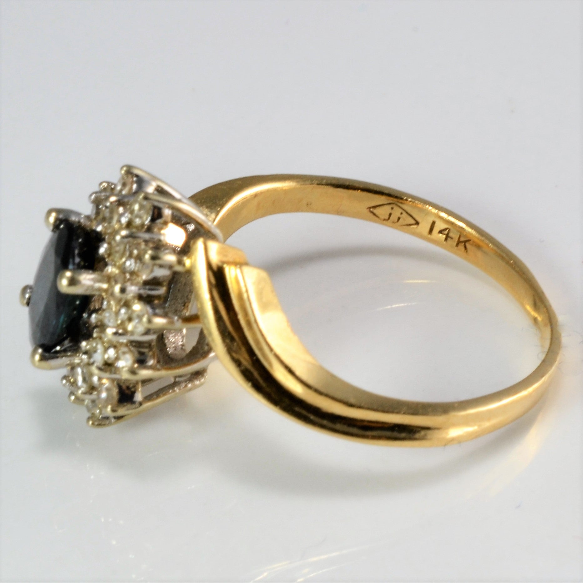 Sapphire Halo Bypass Ring | 0.27 Carat Total Weight | Size 6.5 | Elegant Wedding, Engagement, Anniversary Gift for Her