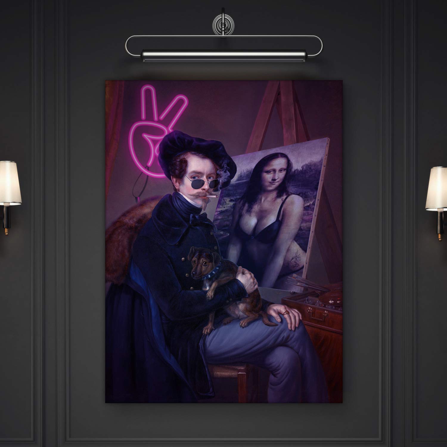 Fellipo Ricci Large Canvas Art - Handmade Framed Mona Lisa Oil Painting Reproduction (24x18 Inches) for Wall Decor | Perfect for Living Room, Bedroom, Office & Gallery Display