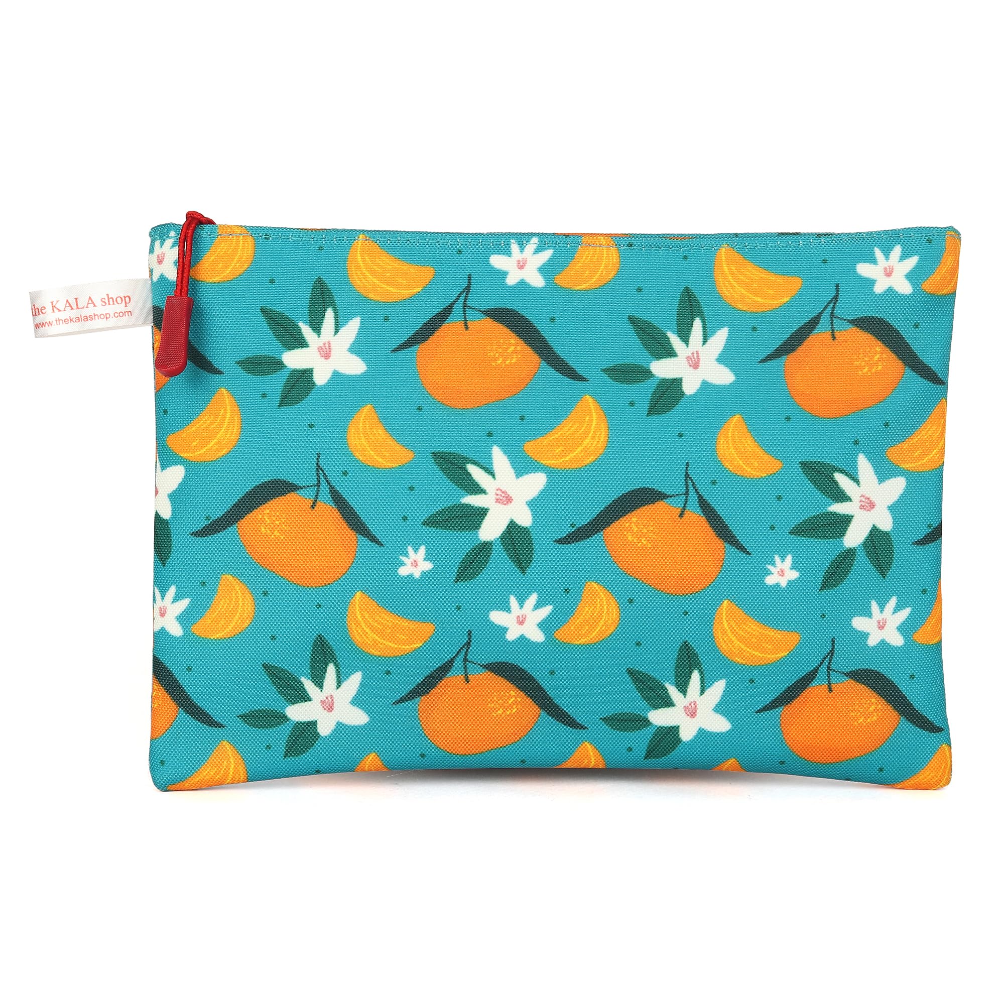 KALA SHOP Multifunctional Travel Pouch for Women, Men & Kids - Waterproof Storage Bag, Makeup Organizer, Utility Pouch with Orange Floral Design - Perfect for Travel, Gym, Cosmetics & Daily Essentials