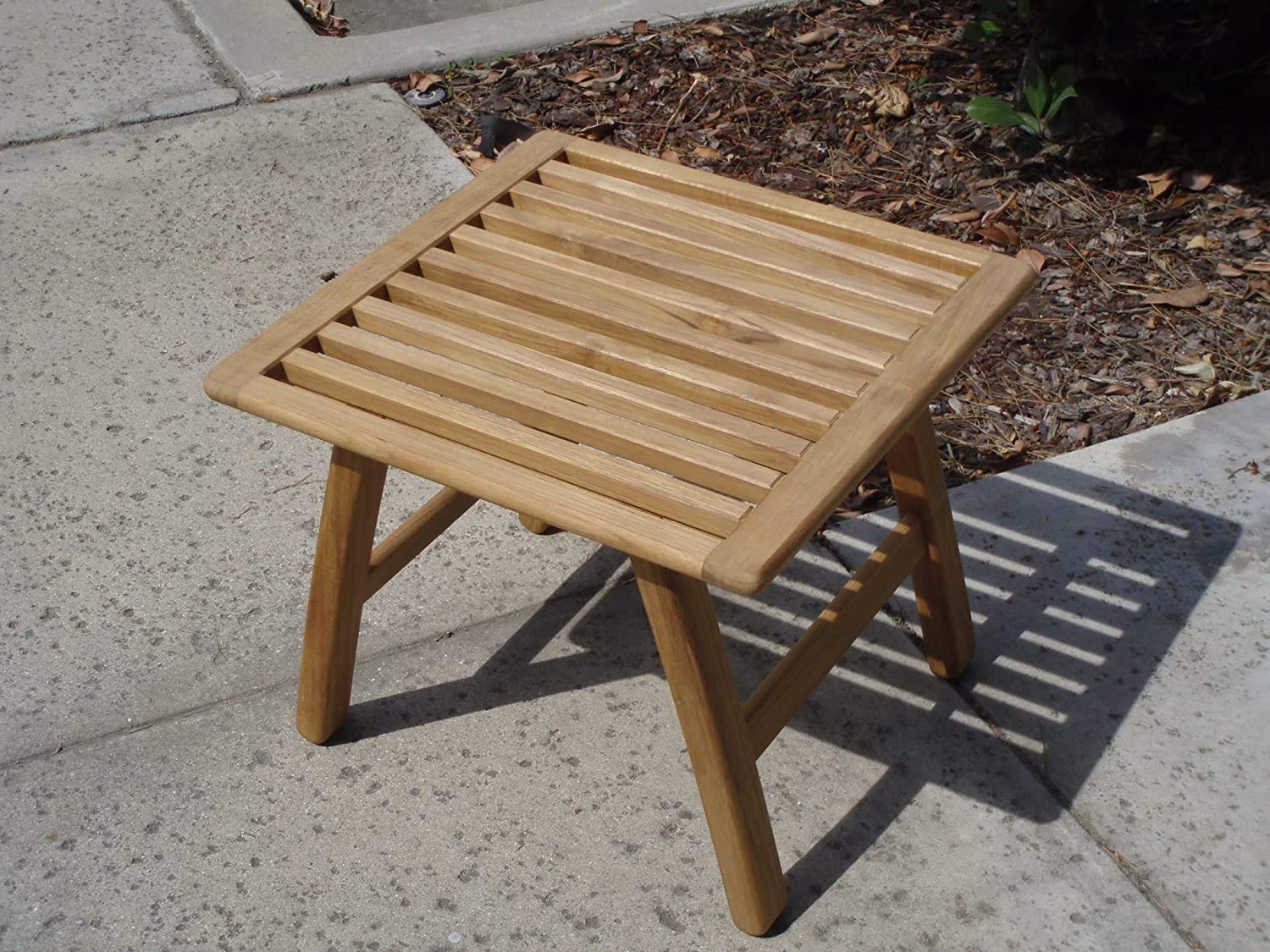 Premium Teak Outdoor Patio Footstool Ottoman with Side Table Function - Durable & Weatherproof for Garden, Deck, Poolside & Patio Relaxation