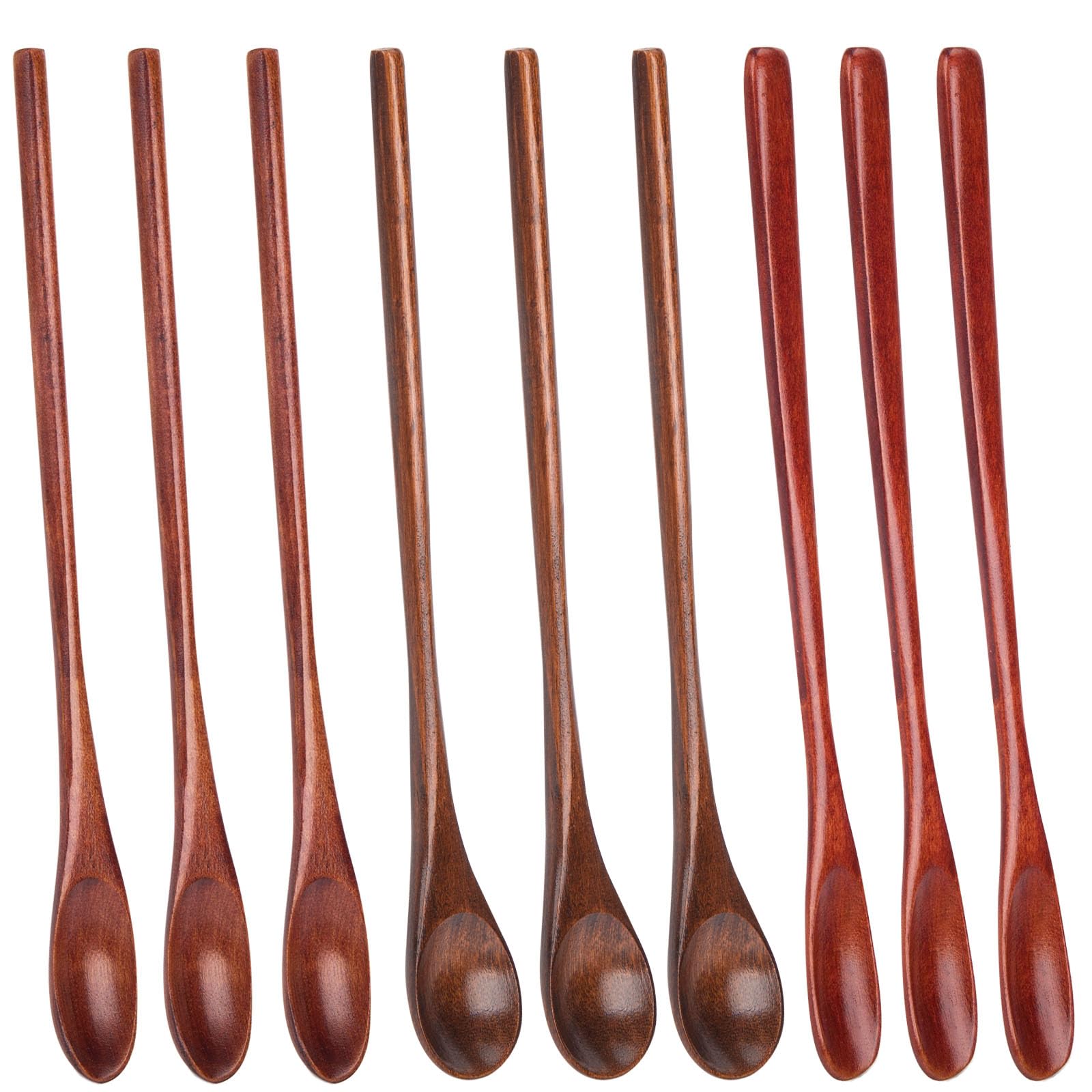 HANSGO 9PCS Wooden Coffee Spoons - Long Handle Stirring Spoon for Coffee, Tea & Dessert
