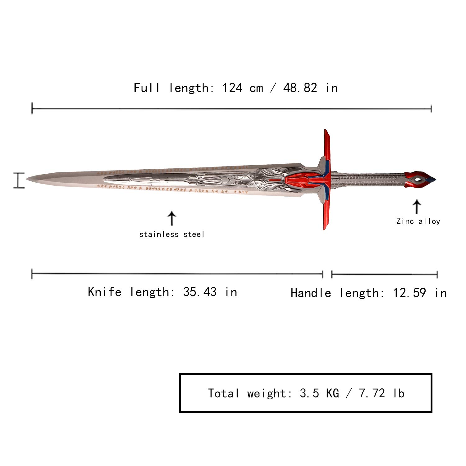 OptimusPrime Sword - Hand-Forged Stainless Steel Anime Cosplay Weapon | Perfect for Transformers Costume, Movie Reenactments & Collector Displays