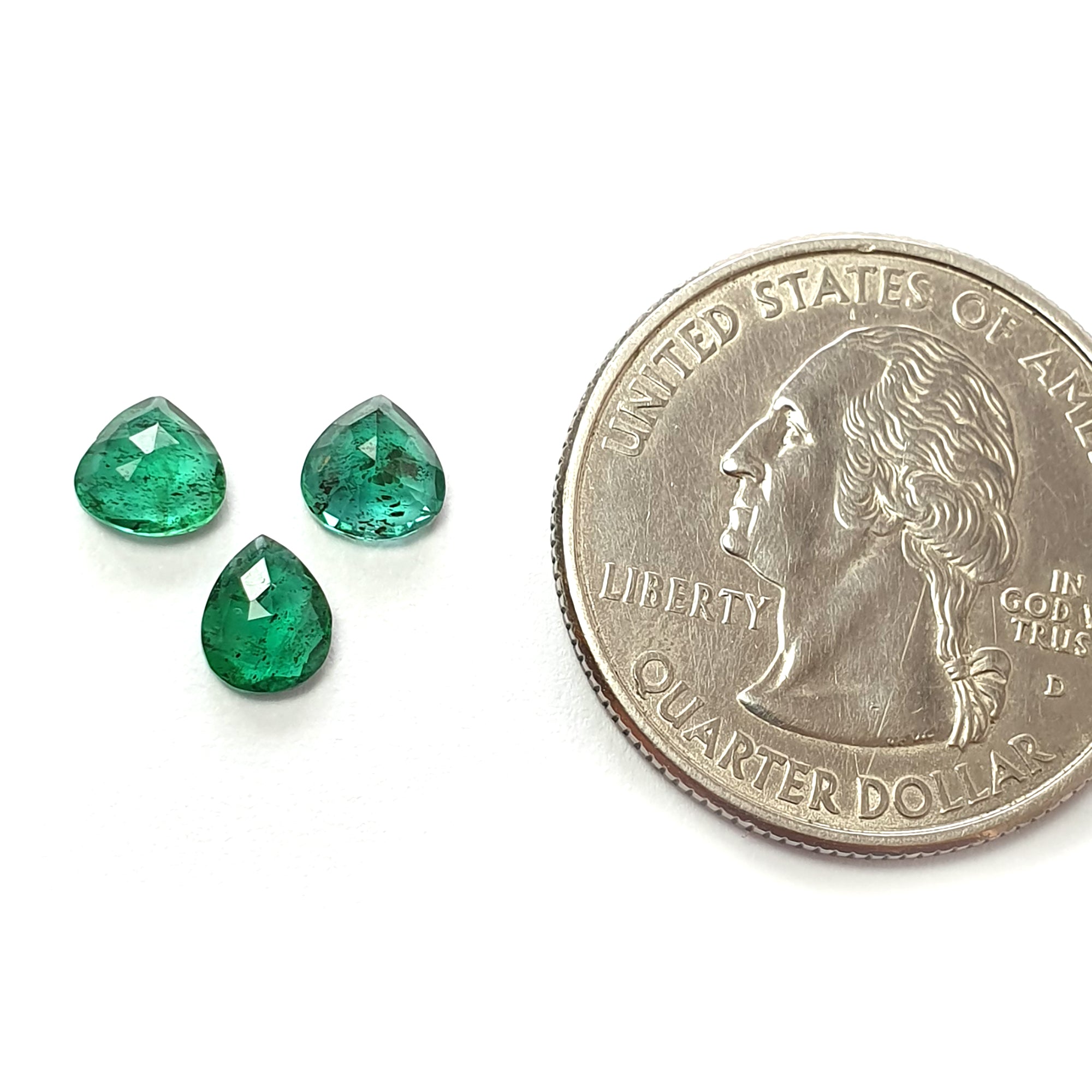 Natural Untreated Green Emerald Heart Shape Gemstone Set - 1.45cts, 5.5mm & 6mm (3pcs) | Emerald Jewelry for Engagement Rings, Anniversary Gifts & Fine Collections
