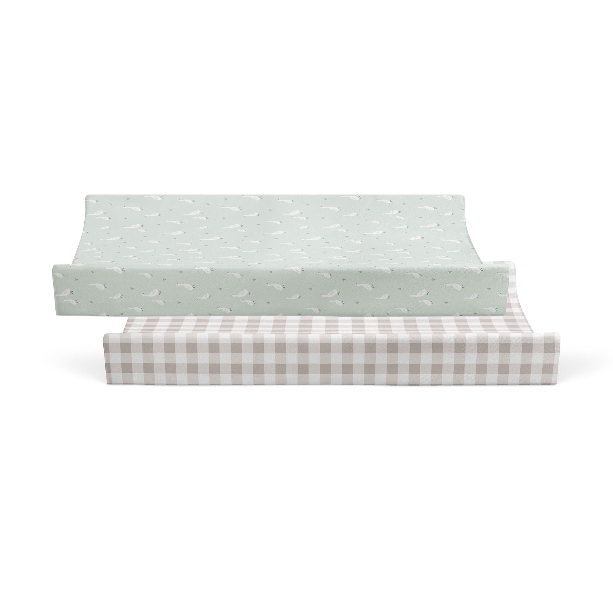 Waterproof Changing Pad Covers 2-Pack - Olive & Taupe Colors for Baby Nursery, Diaper Changing Station & On-the-Go Use