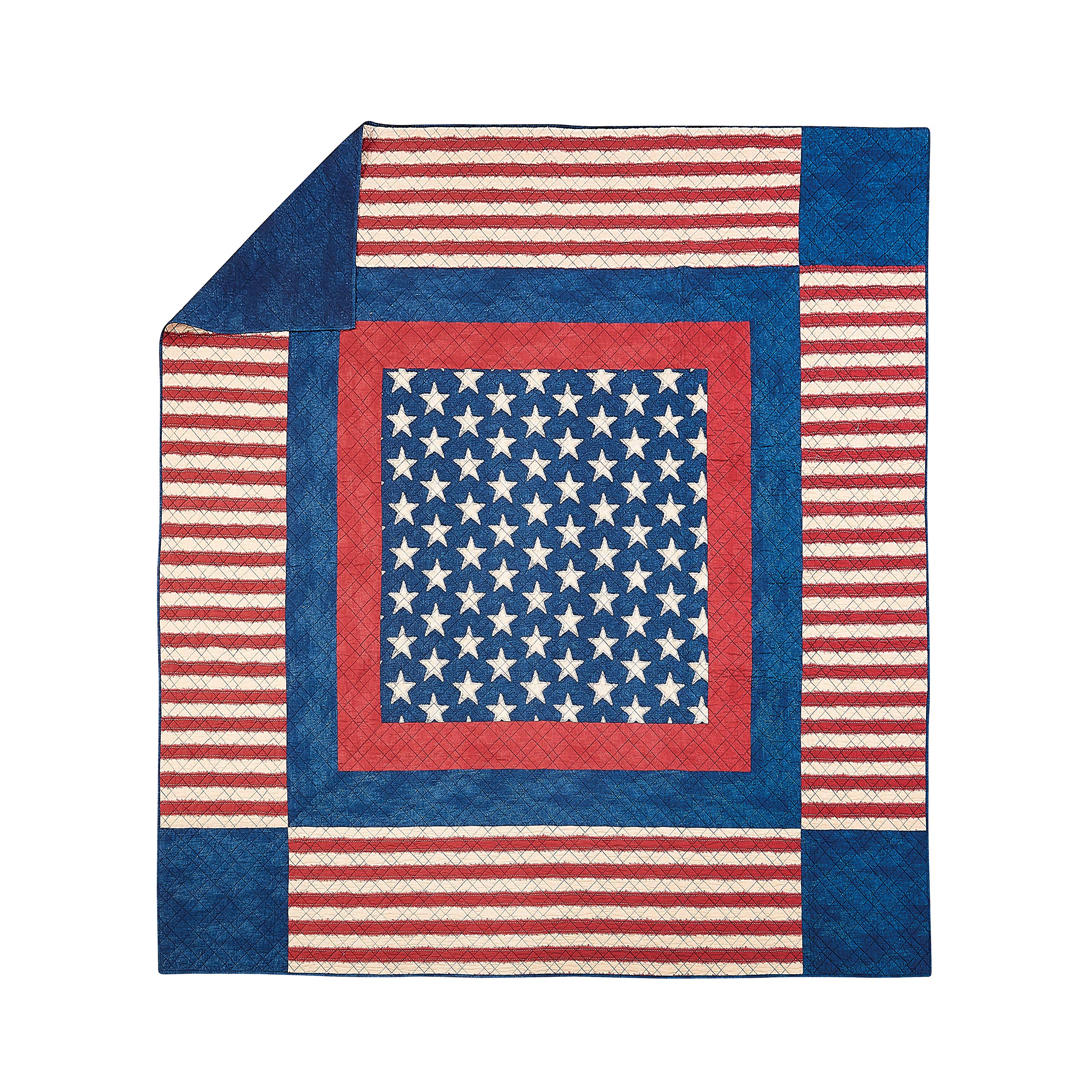 MODERN HEIRLOOM Americana Patchwork Quilt Set - 3-Piece Reversible All-Season Bedding with 2 Shams, Lightweight Coverlet for Full/Queen Size Beds (Red/Blue) - Perfect for Farmhouse Decor, Guest Rooms & Cozy Bedroom Makeovers