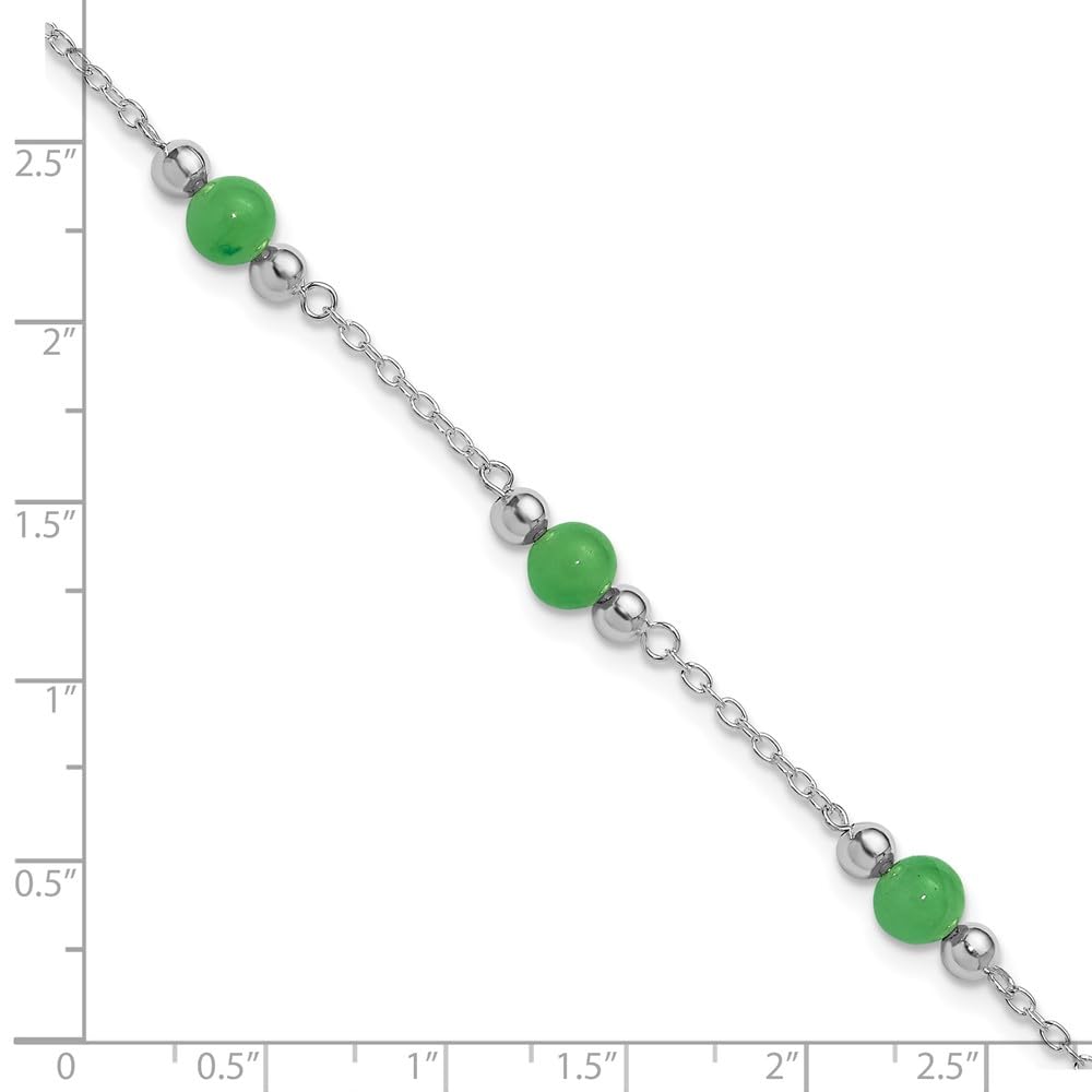 925 Sterling Silver Green Jade Anklet Chain - Elegant Adjustable Ankle Bracelet for Women, Dainty Fine Jewelry Gift for Her, 9 Inch - Perfect for Weddings, Parties & Everyday Wear