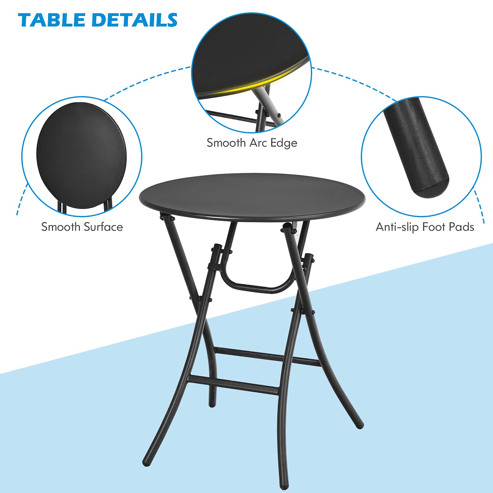 Tangkula 3-Piece Patio Bistro Set - Outdoor Folding Dining Table with 2 Rattan Chairs, Space-Saving Furniture for Poolside, Balcony, Garden & Backyard | Perfect for Small Spaces, Outdoor Entertaining & Relaxing