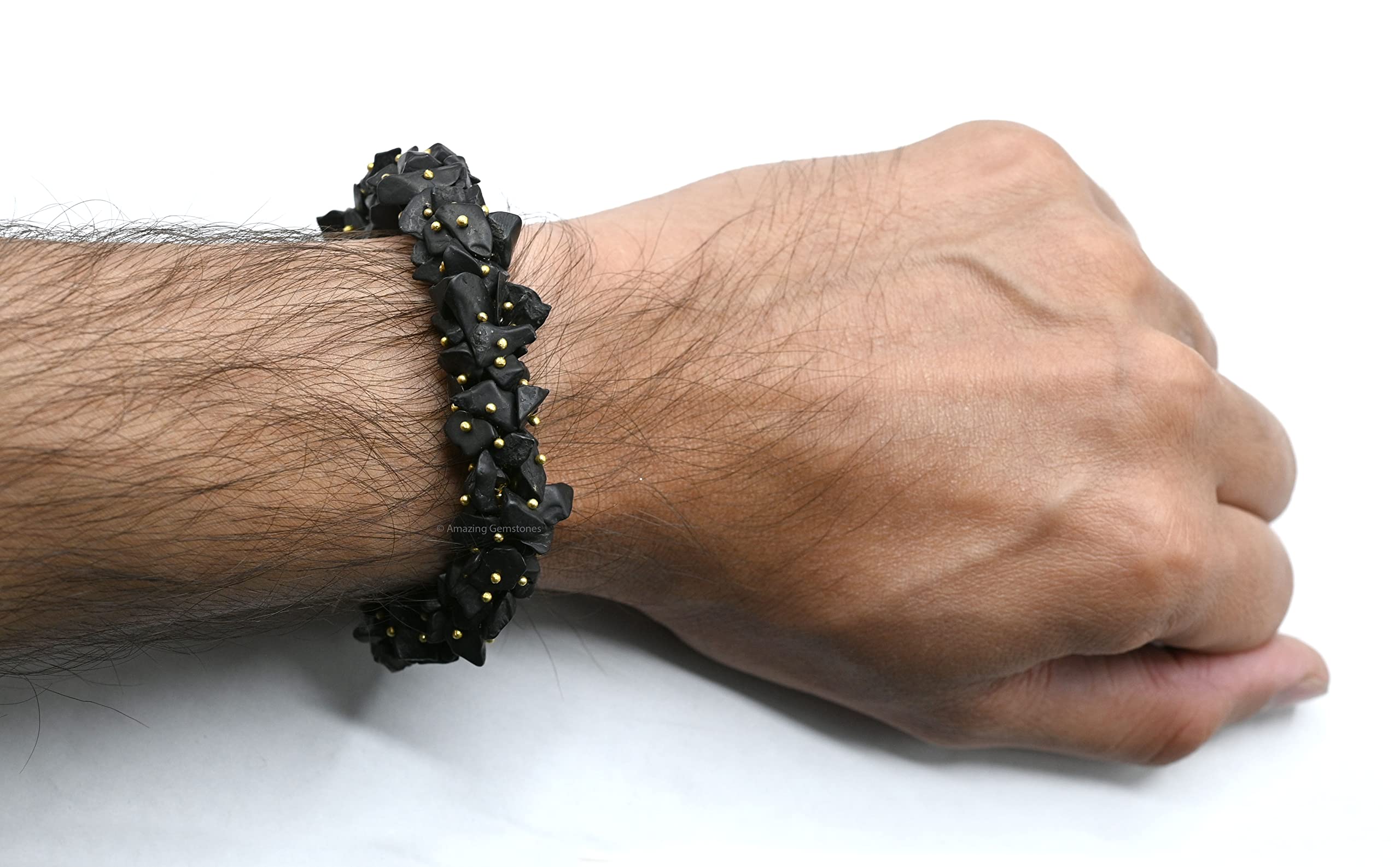 Authentic Shungite Bracelet for EMF Protection - Adjustable Unisex Crystal Chip Bracelet for Men, Women & Kids | Russian Stone Healing Jewelry | Perfect for Daily Wear, Meditation & Energy Balancing