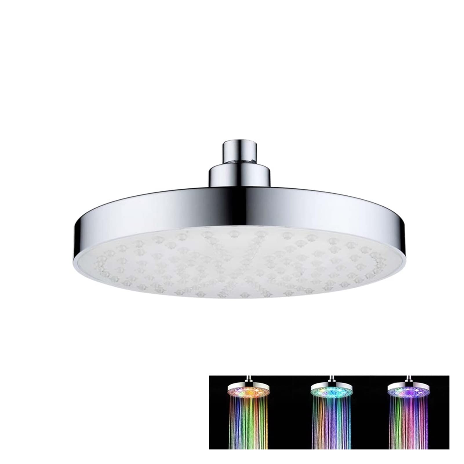 SHANG-JUN LED Rainfall Shower Head with Temperature Sensor - Automatic Color Changing Square Showerhead for Bathroom, Multiple Colors - Perfect for Relaxing Spa Experience at Home