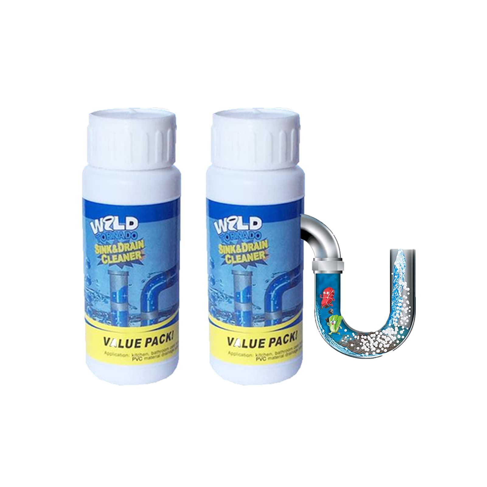 2PCS Fast Foaming Pipe Cleaner & Drain Deodorant - Kitchen Sink & Toilet Drain Unclogger, Removes Odors & Blockages - Ideal for Home, Restaurant & Bathroom Plumbing Maintenance