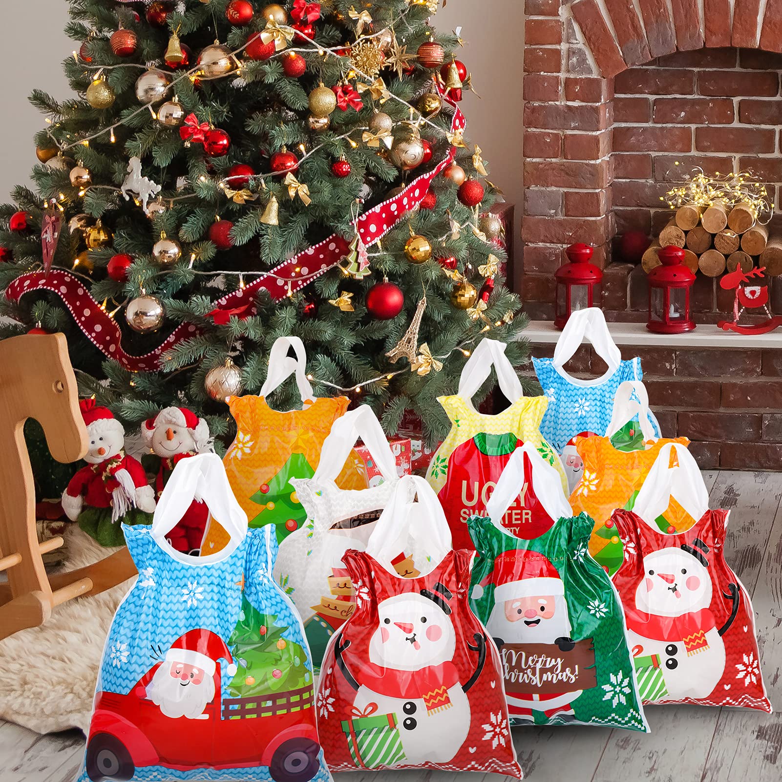Zayvor 30 Pack Christmas Drawstring Gift Bags - Festive Holiday Treat Pouches for Candy, Party Favors & Decorations | Perfect for Xmas Wrapping, Goodie Bags & Seasonal Celebrations