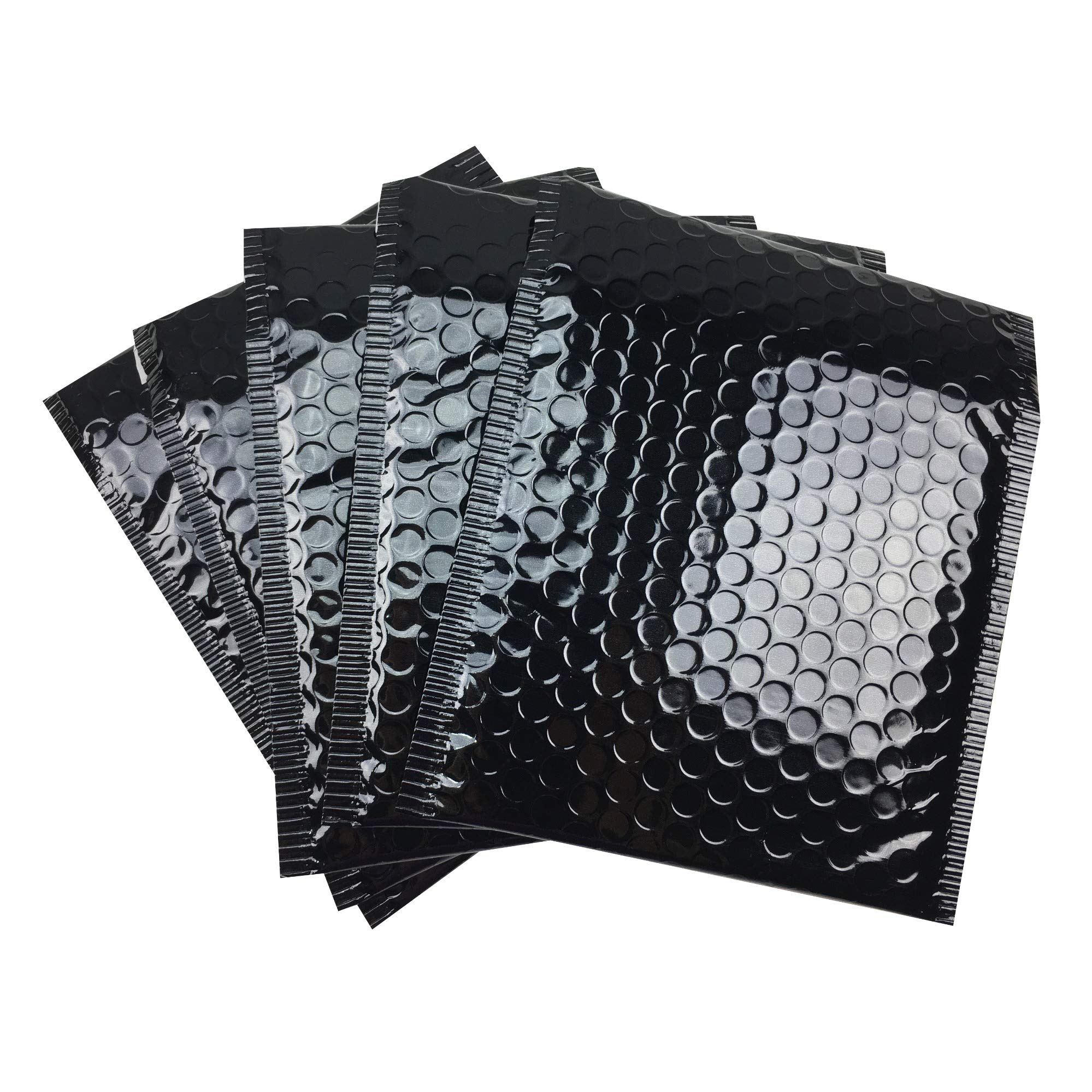 StarBoxes 250 Black Bubble Mailers 7x6.75 Inches - Metallic Glamour Self-Sealing Envelopes for Shipping, Ecommerce, Small Business & Gift Packaging - Perfect for Jewelry, Cosmetics & Fragile Items