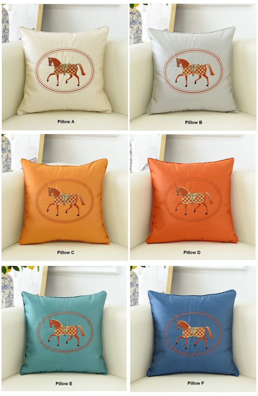 Horse Embroidered Decorative Throw Pillows for Couch - Modern Farmhouse Style Sofa Pillow Covers - Perfect for Living Room, Bedroom, and Home Decor