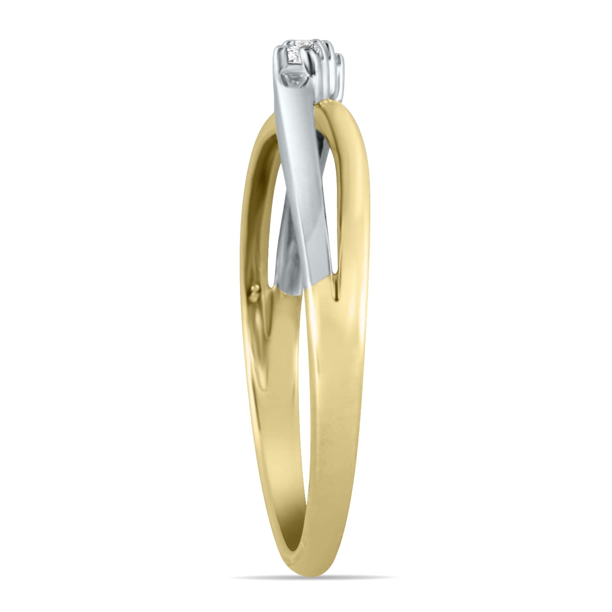 10K White Gold Three Stone Diamond Ring for Women - Elegant Two Tone Wedding Band, Anniversary Gift & Bridal Jewelry for Special Occasions