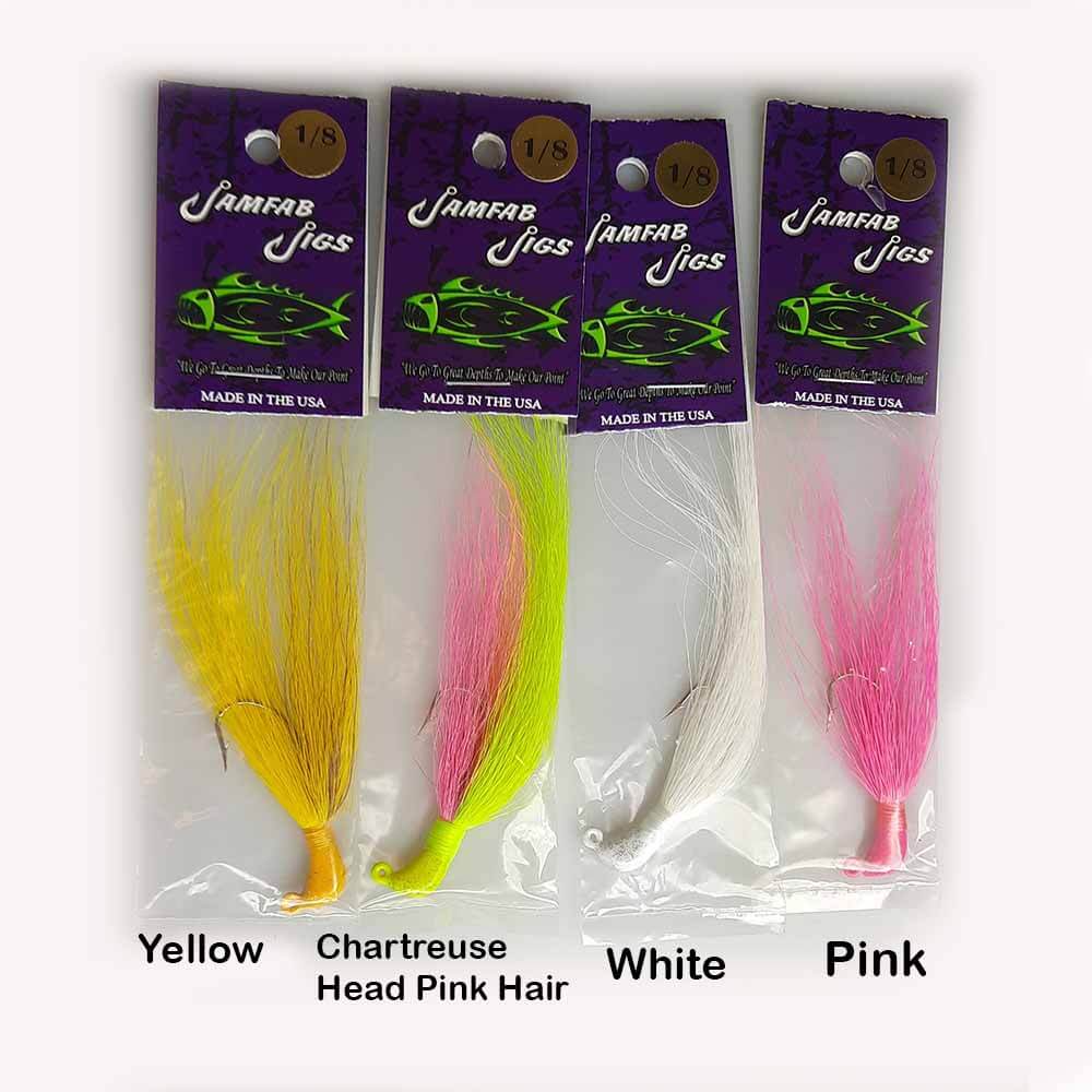 Jamfab Jigs Bucktail Jig 1/4 oz Fishing Lures - Premium Saltwater & Freshwater Jig Heads for Bass, Walleye, Trout - Perfect for Casting, Trolling & Ice Fishing