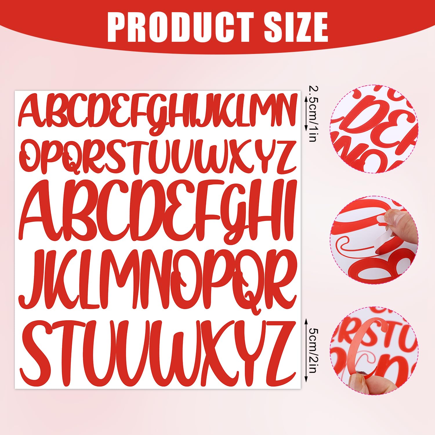 416pcs 8 Sheets Large Self-Adhesive Alphabet Stickers - 1 inch & 2 inch Waterproof Vinyl Letter Decals for Scrapbooking, Arts & Crafts, Poster Making - Perfect for DIY Projects, Home Decor, School Supplies (Red)
