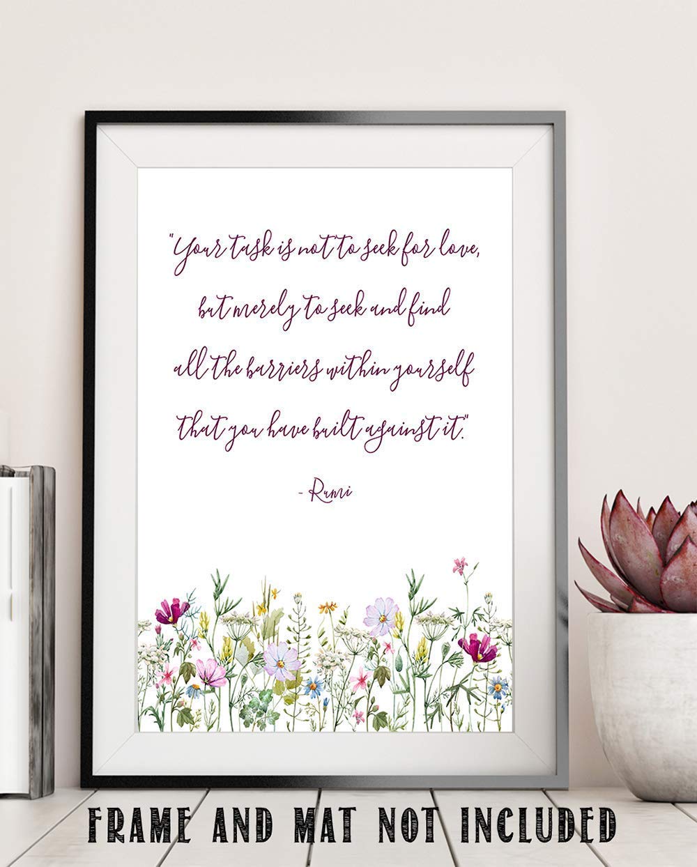 TJ Originals - Motivational Wall Art with Rumi Quotes for Home & Office Decor (11x14 Unframed)
