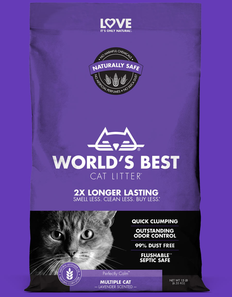 Premium Lavender Scented Clumping Corn Cat Litter - Natural Odor Control for Multiple Cats | Eco-Friendly, Low Dust Kitty Litter for Home Use