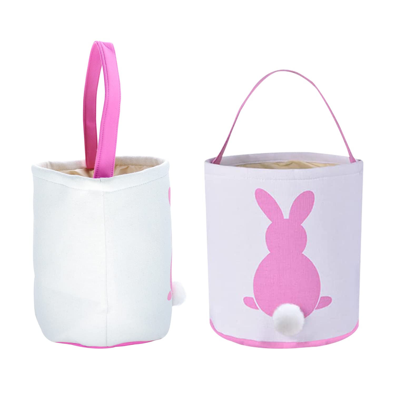 8 Pack Easter Bunny Bags with Rabbit Ears & Fluffy Tails - Kids Easter Egg Hunt Basket Set, Bunny Canvas Tote Gift Bags for Candy, Party Decorations - Perfect for Easter Celebrations, Egg Hunts & Spring Parties