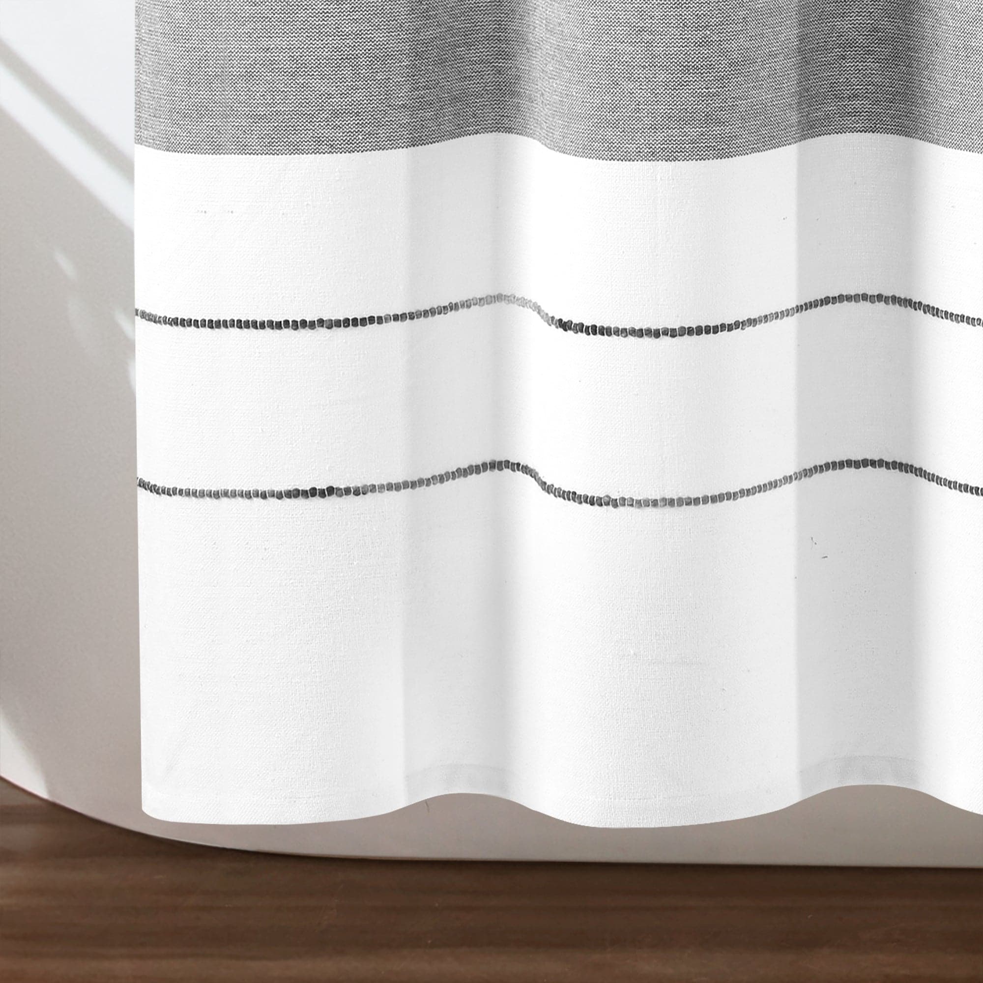 Eco-Friendly Recycled Cotton Blend Shower Curtain - Striped Yarn Dyed Design for Bathroom Decor | Waterproof & Stylish Bath Accessory for Modern Homes