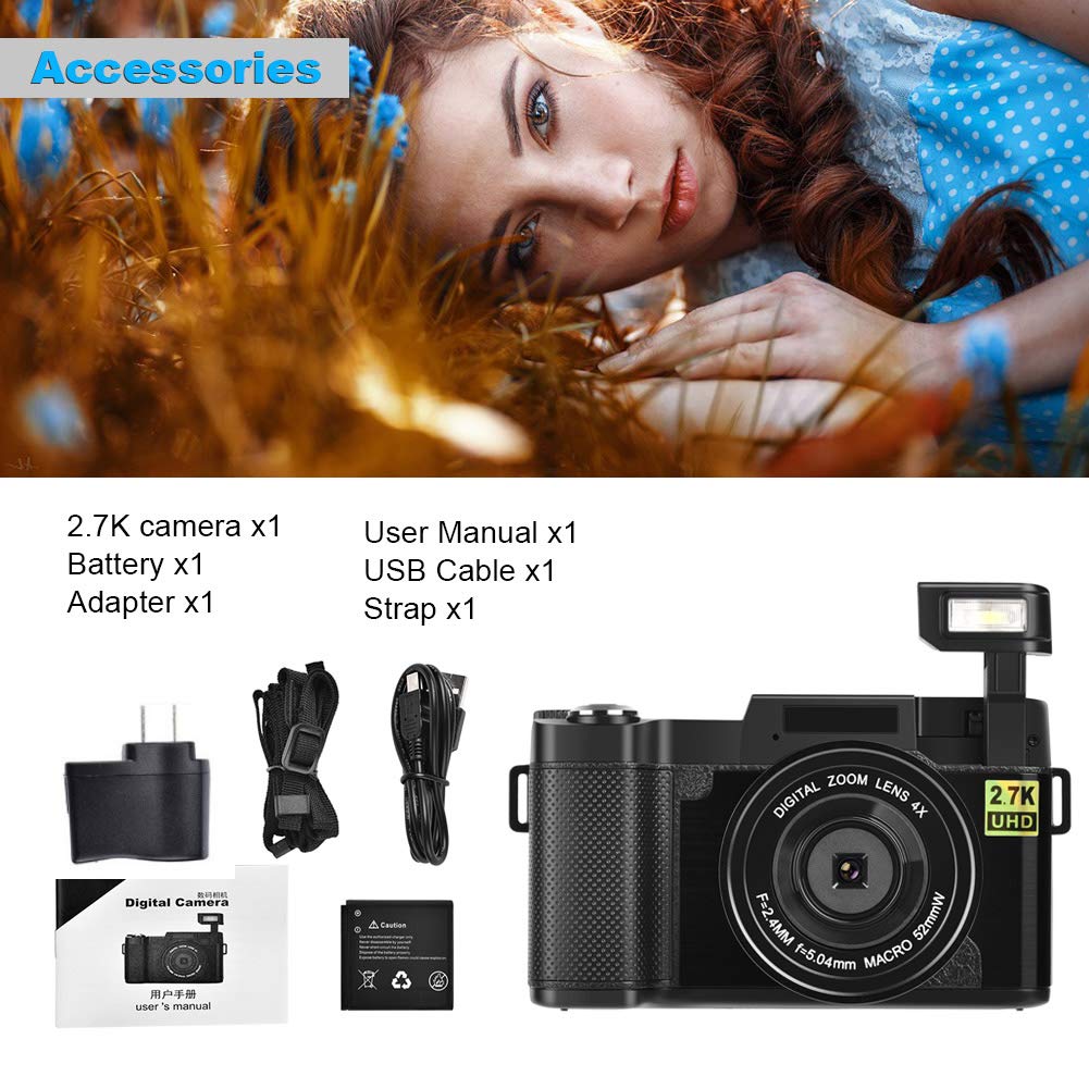CEDITA Digital Camera 24MP 2.7K Full HD Vlogging Camera with 180° Flip Screen & WiFi for YouTube, Travel, and Live Streaming (Model G1) - Perfect for Vloggers, Travelers, and Content Creators