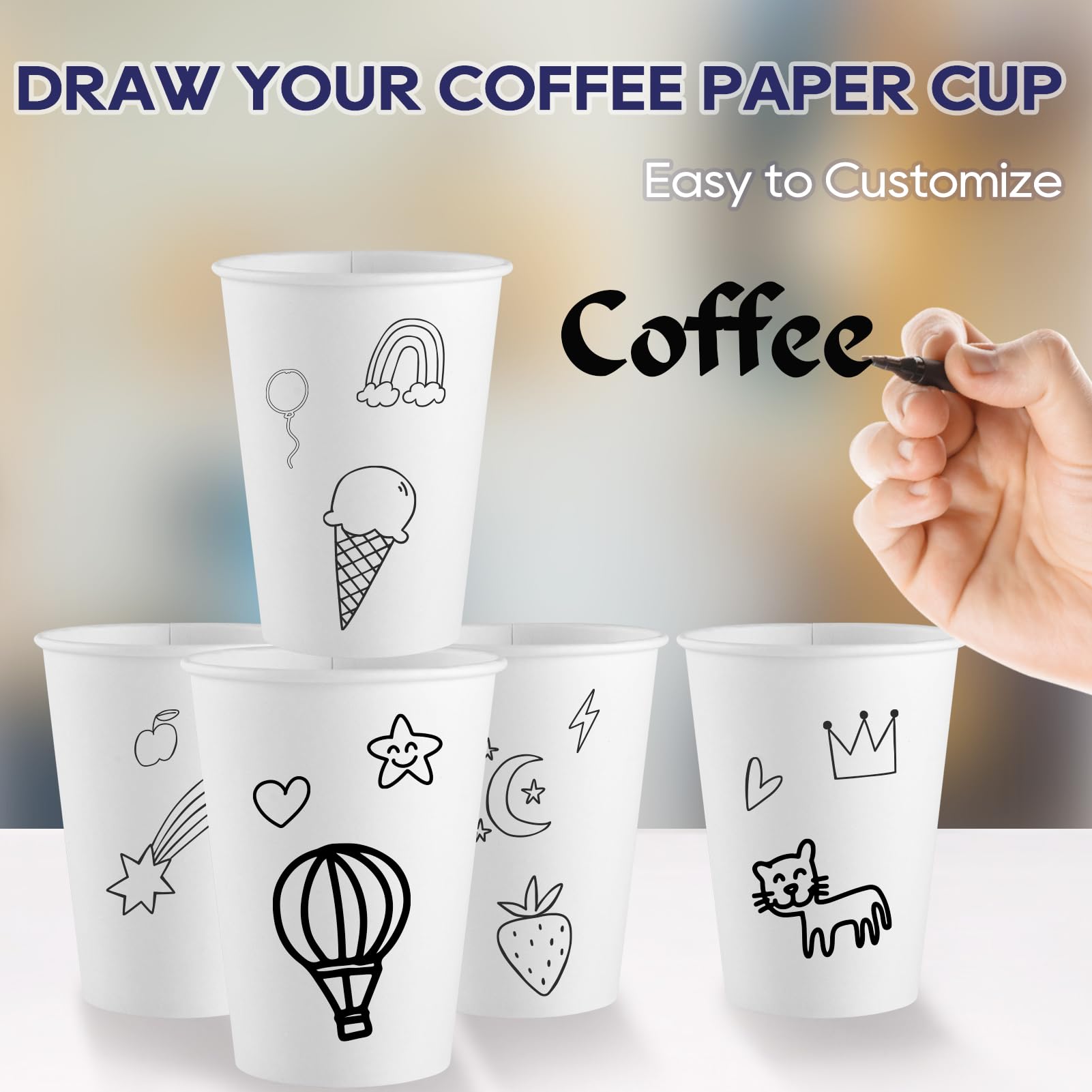 LITOPAK 1000 Pack 12 oz White Disposable Paper Cups - Bulk Hot Coffee Cups for Office, School, Restaurant & Cafe Use - Perfect for Coffee, Tea, Hot Chocolate and Party Beverages