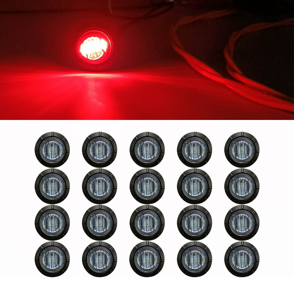 3/4 Inch Smoked LED Side Marker Lights - Round Bullet Mini Size 3LEDs for Truck & Trailer (10pcs/20pcs) - Waterproof & Durable for Night Driving & Vehicle Safety