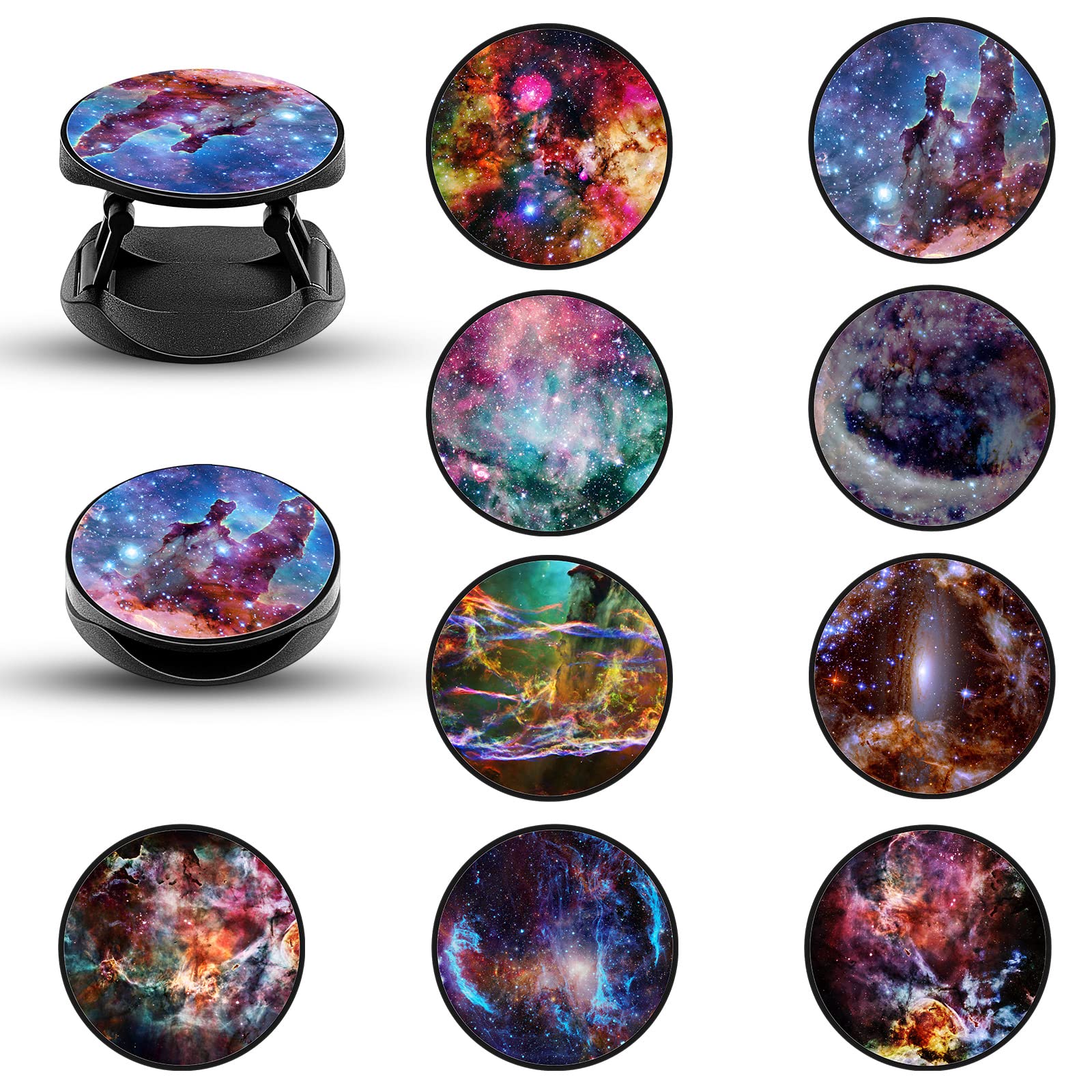 WeeWooday 9-Piece Expanding Phone Stand Holder & Grip - Universal Tablet & Smartphone Mount for Desk, Bed, Car (Starry Style) - Perfect for Watching Videos, Video Calls & Hands-Free Use