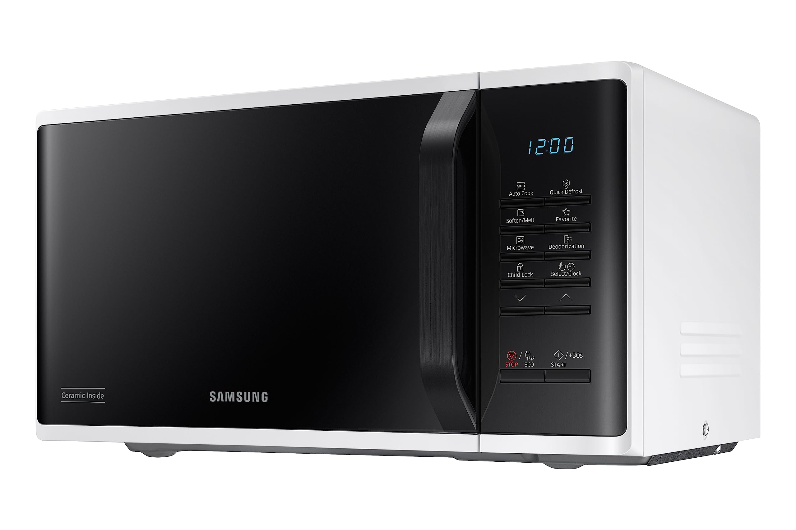 Samsung MS23K3513AW 800W 23L Solo Microwave Oven - Compact White Countertop Microwave for Small Kitchens, Dorms & Offices - Fast Heating & Defrosting