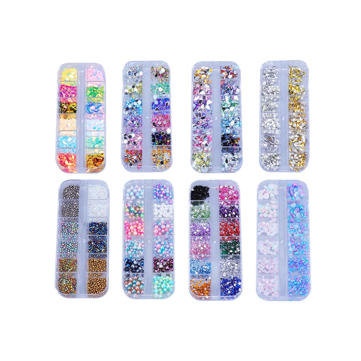 Milisten Professional Nail Art Kit - 8 Boxes Rhinestones, 3D Charms, Pearls & Confetti for Manicure | DIY Nail Design Supplies for Salon, Home Use & Gift Giving