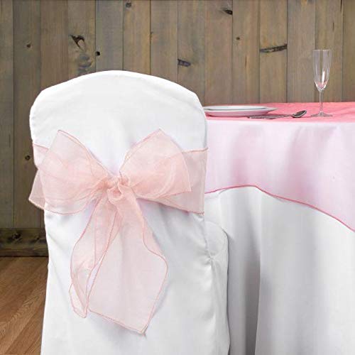 6-Inch Blush Organza Chair Sashes - 10 Pack for Wedding Decor