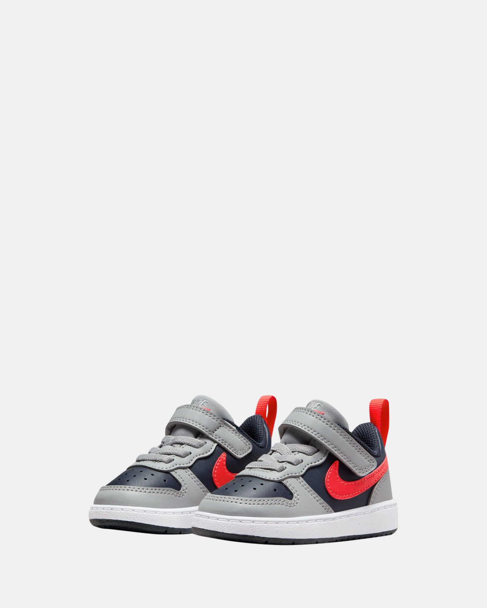 Nike Court Borough Low Recraft Infant Sneakers - Smoke Grey/Crimson/Obsidian - Comfortable & Stylish Kids Shoes for School, Play & Everyday Wear