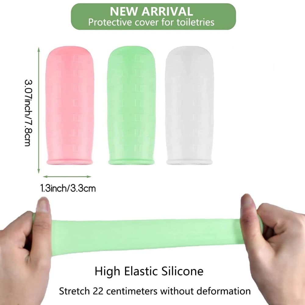 Astonandia 3 Pack Silicone Travel Bottle Covers - 100ml Leakproof Reusable Toiletry Sleeves for Shampoo, Lotion & Cosmetics (Multicolor) - Perfect for Airplane Carry-On, Gym Bag & Vacation Packing