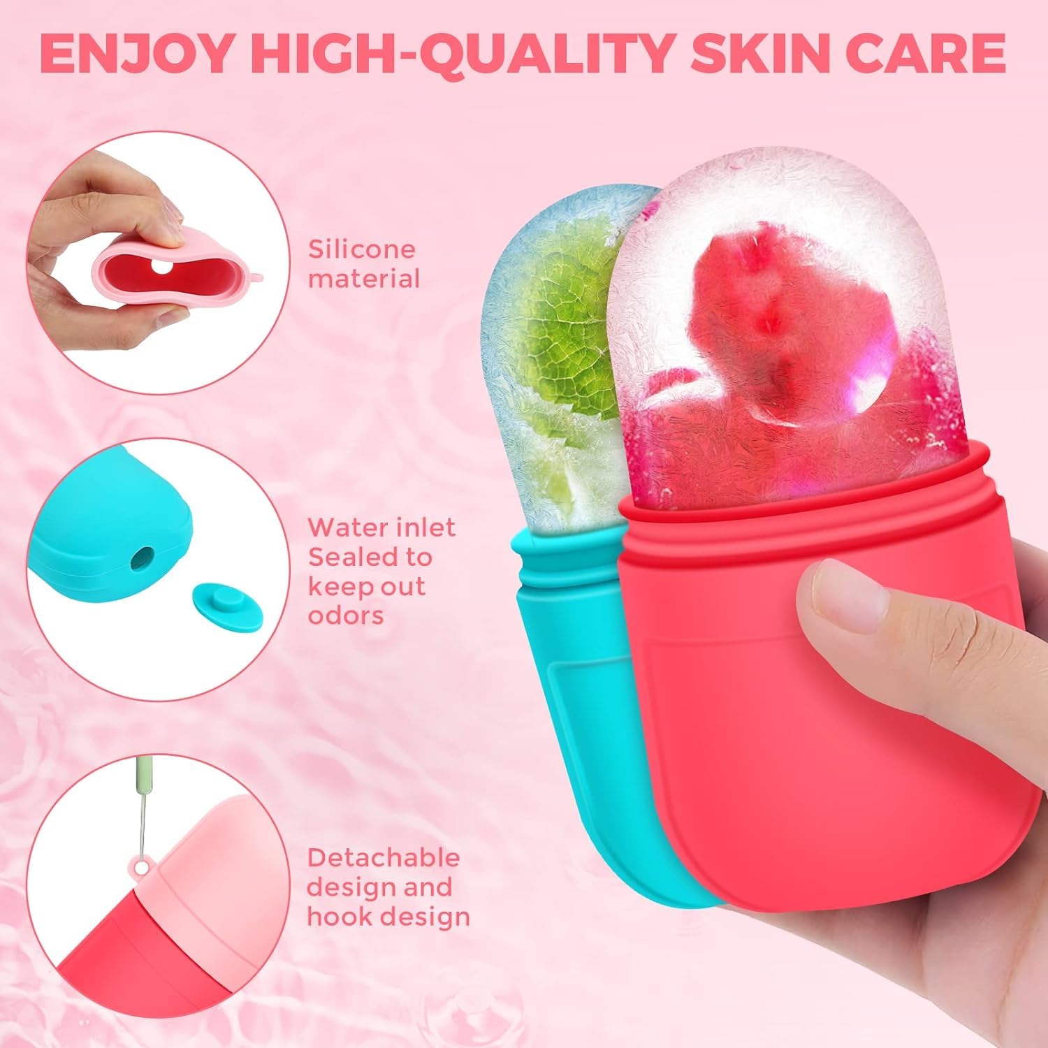 KTU Ice Face Roller for Puffiness & Wrinkles - Cooling Face Massager for Women, Under Eye Roller to Brighten & Tighten Skin, Reduce Fine Lines - Pack of 2 (Perfect for Morning Routine & Post-Workout Skin Care)