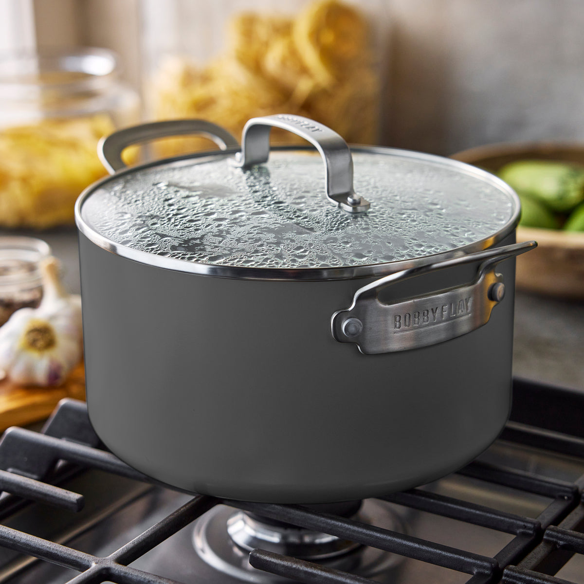 Bobby Flay by GreenPan Professional Ceramic Nonstick 6 Quart Stockpot with Lid - Graphite | Durable Cookware for Soups, Stews & Pasta | Induction Compatible & Oven Safe to 600°F