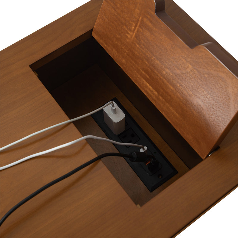 Vira End Table with Storage & Built-in Outlets - Modern Side Table with USB Charging Ports & Power Outlets for Living Room, Bedroom, Office - Perfect Nightstand or Sofa Side Table