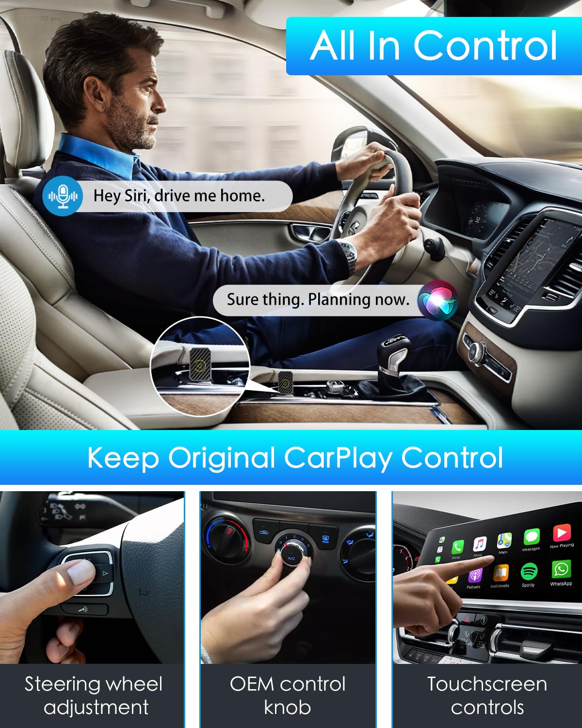 2024 Upgraded Mini Wireless CarPlay Adapter for iPhone - Plug & Play CarPlay Dongle Converts Wired to Wireless, Low Latency, Fast & Stable Connection for iOS 10+ (Perfect for Commuting, Road Trips & Hands-Free Driving)