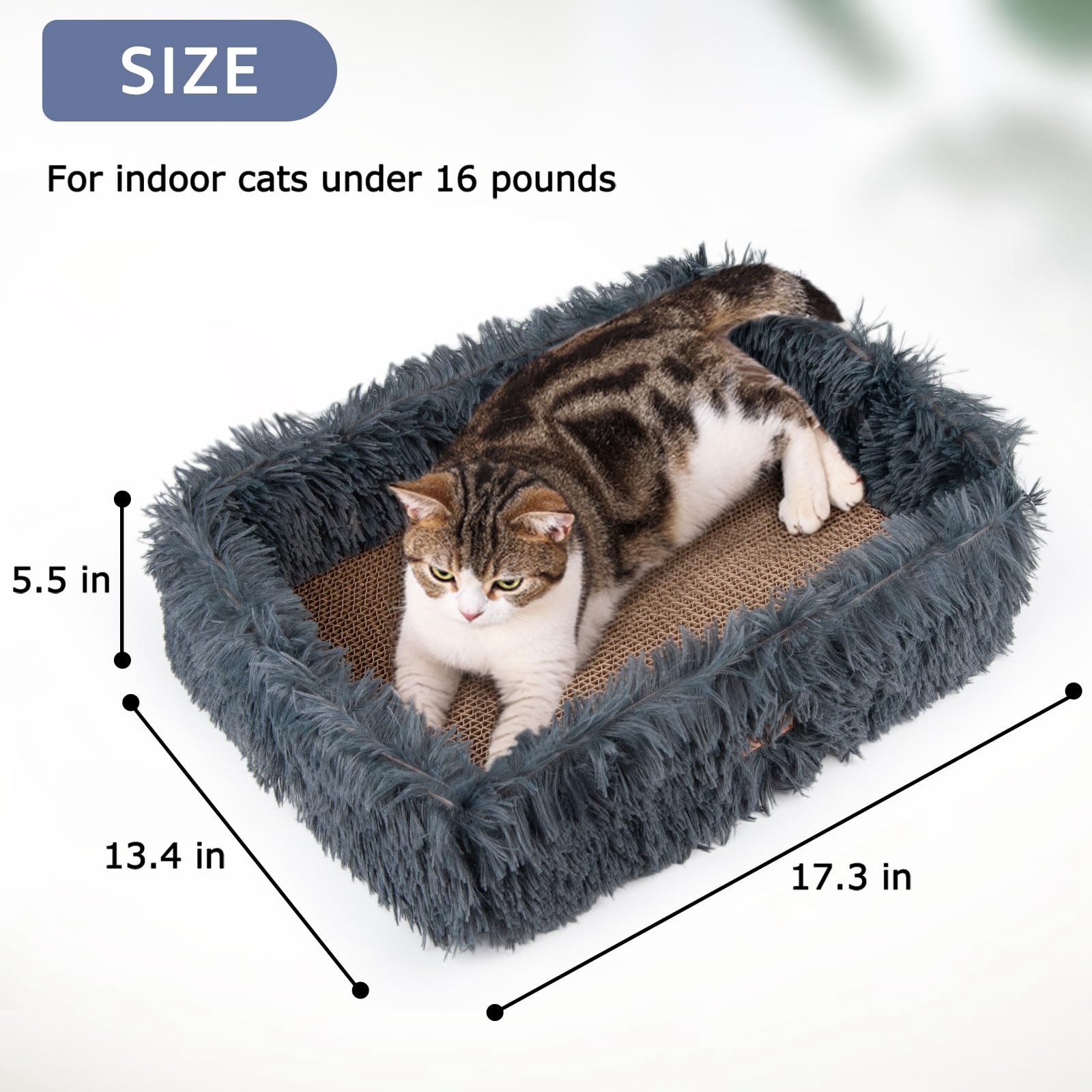 Premium Cat Scratcher Bed & Lounge Box - Large Corrugated Cardboard Scratching Pad with Removable Panels for Kittens & Adult Cats - Protects Furniture from Scratching (Dark Grey) - Perfect for Living Rooms, Bedrooms & Home Offices