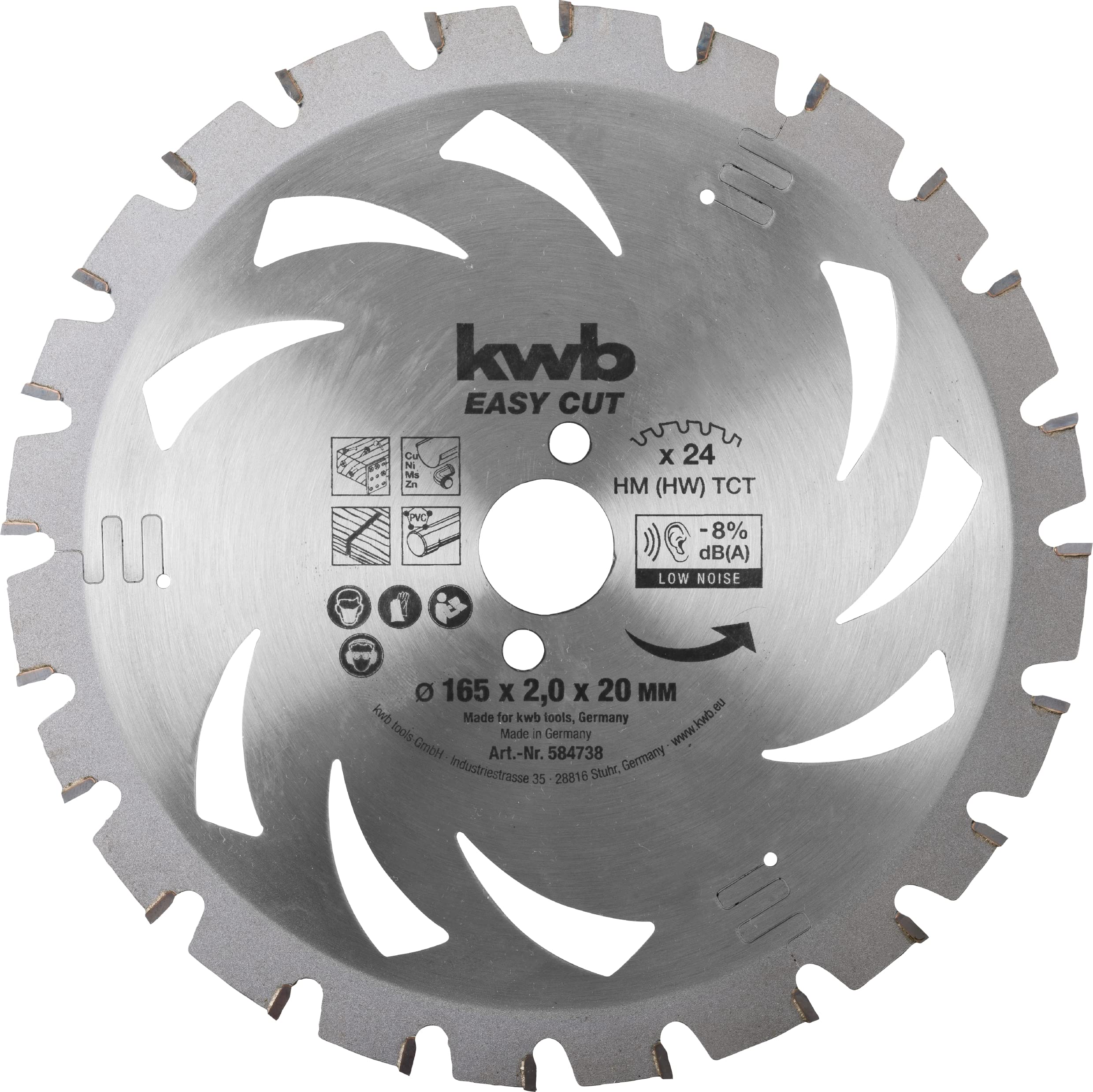 Premium 165x20mm Deep Cut Circular Saw Blade - Silver (584738) - Ideal for Woodworking, Metal Cutting & DIY Projects