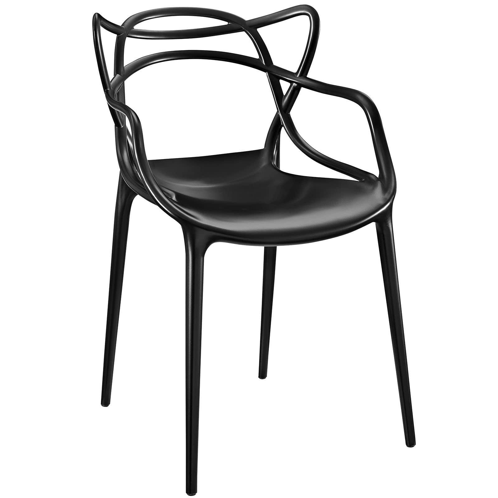 Modway Entangled Modern Molded Plastic Dining Chair - Black Kitchen & Dining Room Armchair, Fully Assembled | Perfect for Small Spaces, Breakfast Nooks & Contemporary Home Decor